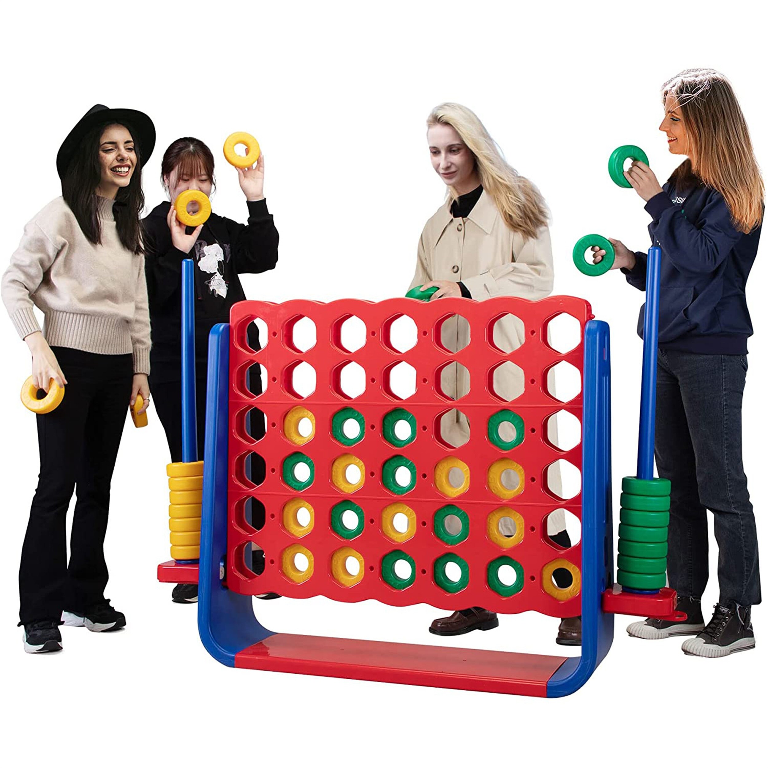 Jumbo 4-to-Score Game Set, Giant Connect 4 with 42 Rings, Red +